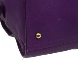 Pre Owned حقيبة سان لوران باريس كاباس شيك متوسط جلد بنفسجية