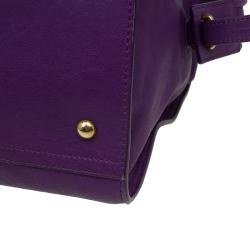 Pre Owned حقيبة سان لوران باريس كاباس شيك متوسط جلد بنفسجية