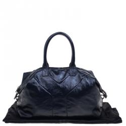 مملوكة مسبقًا حقيبة سان لوران باريس ايزي Y متوسطة جلد لامعة سوداء