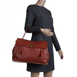 Pre Owned Saint Laurent Paris Copper Brown Leather Muse Two Satchel
