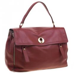 Pre Owned Saint Laurent Paris Copper Brown Leather Muse Two Satchel