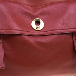 Pre Owned Saint Laurent Paris Copper Brown Leather Muse Two Satchel