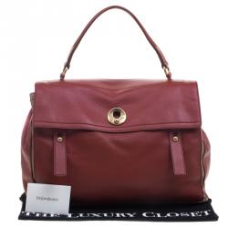 Pre Owned Saint Laurent Paris Copper Brown Leather Muse Two Satchel