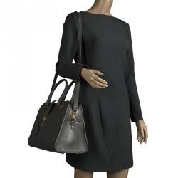 Pre Owned Saint Laurent Paris Grey Leather Medium Cabas Monogram Top Handle Bag