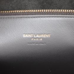 Pre Owned Saint Laurent Paris Grey Leather Medium Cabas Monogram Top Handle Bag