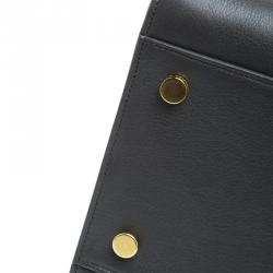 Pre Owned Saint Laurent Paris Grey Leather Medium Cabas Monogram Top Handle Bag