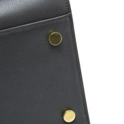 Pre Owned Saint Laurent Paris Grey Leather Medium Cabas Monogram Top Handle Bag