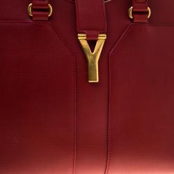 مملوكة مسبقًا Saint Laurent Paris Red Leather Medium Cabas Chyc Tote