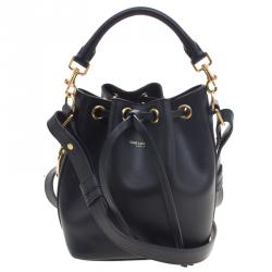 Pre Owned Saint Laurent Paris Black Leather Small Emmanuelle Drawstring Bucket Bag