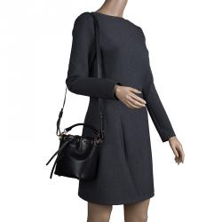 Pre Owned Saint Laurent Paris Black Leather Small Emmanuelle Drawstring Bucket Bag