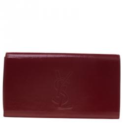 مملوكة مسبقًا Saint Laurent Paris Red Patent Leather Belle De Jour Flap Clutch