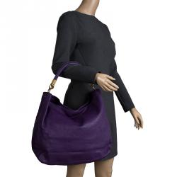 Saint Laurent Paris Purple Leather Roady Hobo