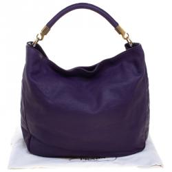 Saint Laurent Paris Purple Leather Roady Hobo