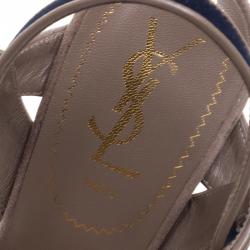 مملوكة مسبقًا Saint Laurent Paris Tri Color Suede Tribute Platform Sandals Size 38