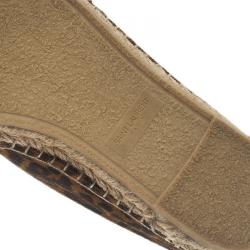 مملوكة مسبقًا Saint Laurent Paris Leopard Print Brushed Suede Espadrilles Size 37