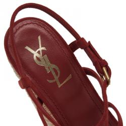 مملوكة مسبقًا Saint Laurent Paris Red Suede Gypsy Espadrille Platform Sandals Size 40