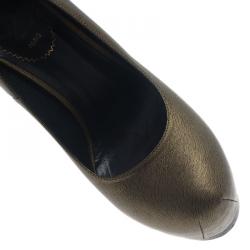 مملوكة مسبقًا صندل سان لوران باريس تريبتو شعرحصان بني منقوش مقاس 37