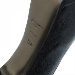 مملوكة مسبقًا Saint Laurent Paris Black Leather Tribtoo Platform Pumps Size 37.5