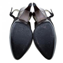 Pre Owned Saint Laurent Paris Black Suede Slingback Wedge Sandals Size 36.5