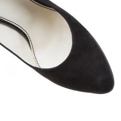 Pre Owned Saint Laurent Paris Black Suede Slingback Wedge Sandals Size 36.5