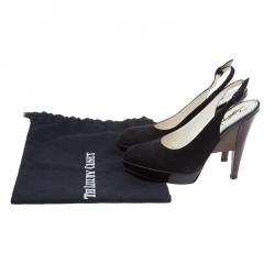 Pre Owned Saint Laurent Paris Black Suede Slingback Wedge Sandals Size 36.5
