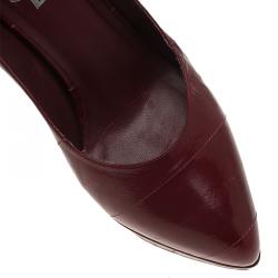 مملوكة مسبقًا حذاء كعب عالي سان لوران باريس  ديفاين نعل سميك مدبب جلد عنابي مقاس 35.5