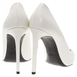 Pre Owned Saint Laurent Paris Two Tone Leather Cap Toe Pointed Pumps Size 41