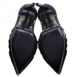 Pre Owned Saint Laurent Paris Black Python Janis Cutout Platform Pumps Size 39