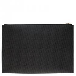 Pre Owned Saint Laurent Paris Dark Brown Monogram Zip Pouch 