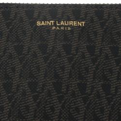 Pre Owned Saint Laurent Paris Dark Brown Monogram Zip Pouch 