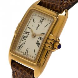 Saint Laurent Paris White Gold-Plated Stainless Steel Classic Women's Wristwatch 18MM