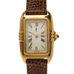 Saint Laurent Paris White Gold-Plated Stainless Steel Classic Women's Wristwatch 18MM