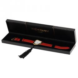 مملوكة مسبقًا Saint Laurent Paris White Gold-Plated Steel Heart Women's Wristwatch 26MM