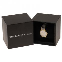 Pre Owned Saint Laurent Paris Grey Gold-Plated Stainless Steel Classic Women's Wristwatch 30MM