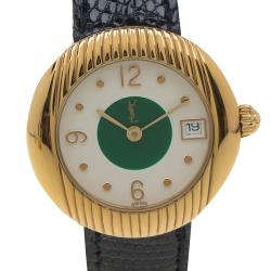 مملوكة مسبقًا Saint Laurent Paris Gold-Plated Stainless Steel Classic Women's Wristwatch 28MM