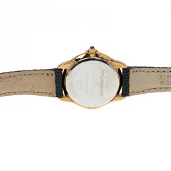 مملوكة مسبقًا Saint Laurent Paris Blue Gold-Plated Stainless Steel Classic Women's Wristwatch 27MM