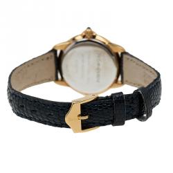 مملوكة مسبقًا Saint Laurent Paris Blue Gold-Plated Stainless Steel Classic Women's Wristwatch 27MM