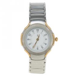 Pre Owned Saint Laurent Paris White Gold-Plated Stainless Steel Classic Women's Wristwatch 28MM
