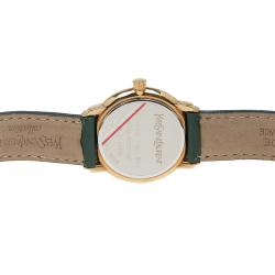 مملوكة مسبقًا ساعة يد نسائية سان لوران باريس كلاسيك ستانلس ستيل مطلي ذهب بيضاء 29 مم