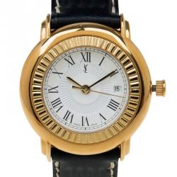 Pre Owned Saint Laurent Paris White Gold-Plated Stainless Steel Classic Women's Wristwatch 29MM