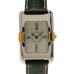 Pre Owned Saint Laurent Paris White Stainless Steel Classic Women's Wristwatch 21MM