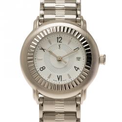 Saint Laurent Paris White Stainless Steel Herrenuhr Women's Wristwatch 28MM