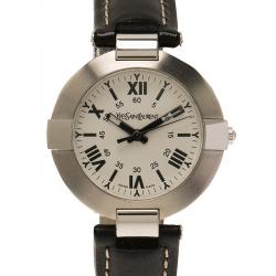 Pre Owned Saint Laurent Paris White Stainless Steel Classic Unisex Wristwatch 30MM
