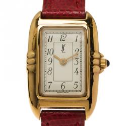 Pre Owned Saint Laurent Paris White Gold-Plated Stainless Steel Classic Women's Wristwatch 18MM