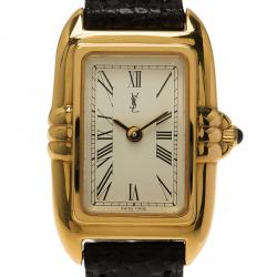 مملوكة مسبقًا Saint Laurent Paris White Gold-Plated Stainless Steel Classic Women's Wristwatch 18MM