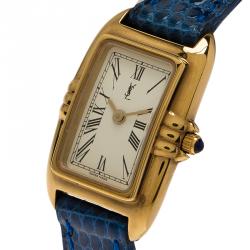 Saint Laurent Paris White Gold-Plated Stainless Steel Classic Women's Wristwatch 18MM