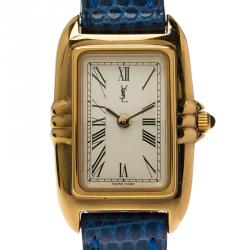 Saint Laurent Paris White Gold-Plated Stainless Steel Classic Women's Wristwatch 18MM
