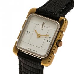 Saint Laurent Paris White Gold-Plated Steel Women's Wristwatch 22MM