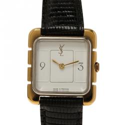 Saint Laurent Paris White Gold-Plated Steel Women's Wristwatch 22MM
