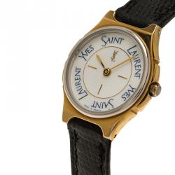 Saint Laurent Paris White Gold-Plated Stainless Steel Classic Women's Wristwatch 25MM